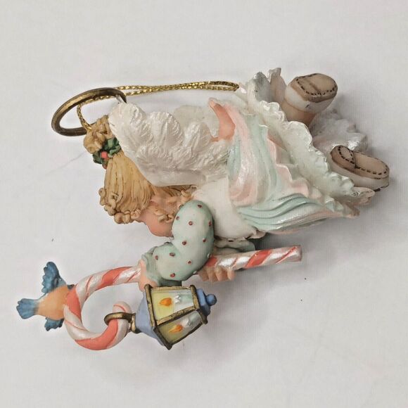 HollyDay Angel Heirloom Ornaments Ashton-Drake Holding Candy Cane Bird Christmas - Picture 2 of 6